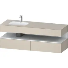 Duravit Qatego Einbauwaschtisch mit Konsolenwaschtischunterbau, 1600x550x600mm, Nische Weiß Matt, Becken links, QA4795018, Farbe: taupe supermatt