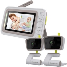 moonybaby Split 30 Video-Babyphone mit 4,3-Zoll-Split-Bildschirm, 2 Kameras, Weitwinkel-Nachtsicht, 2,4 GHz, Gegensprechfunktion, Schlaflied, Fernanzeige, Monitor Con UNA risoluzione 480x272
