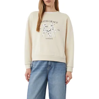 Comma Sweatshirt, mit Print und Aufnähern, ecru