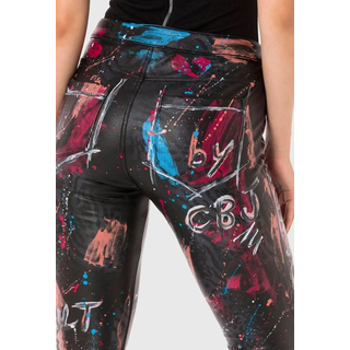 Leggings CIPO & BAXX "Cipo & Baxx Hose", Damen, Gr. 28, N + K Gr, schwarz, Obermaterial: 95% Baumwolle CO. 5% Elasthan EL., modern fit, Hosen Leggings, mit extravaganten Print