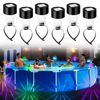 Begonia 6 Stück Solar Poolbeleuchtung für Intex Frame Pool, PoolBeleuchtung Zubehör für Aufstellpool - wasserdichte LED Licht Teichbeleuchtung Zaunbeleuchtung für Outdoor Garten Pool Bar Party Deko