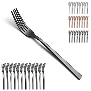 Berglander Schwarzes Tafelgabel Set 12 Stück 20.5cm, Modernes Edelstahl Gabel Set, Gabeln für das Abendessen für Zuhause, Restaurant, tägliches Essen, leicht zu reinigen und spülmaschinenfest