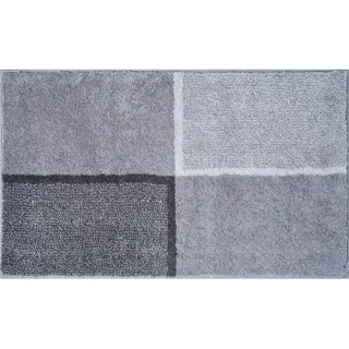 Grund Badteppich , Grau , Textil , Karo , rechteckig , 70x120 cm , Oeko-Tex® Standard 100, Made in Europe , rutschfest , Heimtextilien, Badtextilien, Badematten
