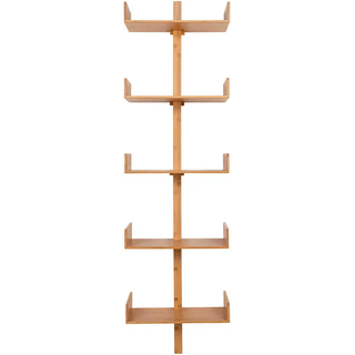 Wandregal , Naturfarben , Holz , Bambus , 50x180x25 cm , hängend , Holzmöbel, Holzregale, Wandregale Holz