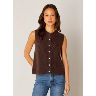 Base Level Strickweste "Nell" Ärmellos mit Wolle und Stretch, braun