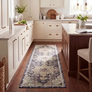SAFAVIEH Boho Teppich für Wohnzimmer, Esszimmer, Schlafzimmer - Madison Collection, Kurzer Flor, Schwarz und Gold, 76 X 183 cm
