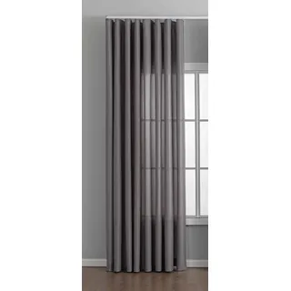 Gardinenbox Vorhang Cationic mit Wellenband »Wien« HxB 245x300 cm Grau 1:2 Wellenband Bleibandabschluß Knitterarm Wellenfall 2025110