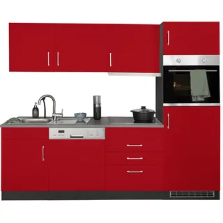 kochstation Küchenzeile 230 cm rot