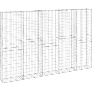 vidaXL Gabionenwand mit Abdeckung Verzinkter Stahl 300x30x200 cm - Silber