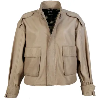 Lederjacke MAZE "Lederjacke 42020132", Damen, Gr. M, grau (taupe), Obermaterial: 100% Lammnappaleder LANA. Futter: 100% Polyester PES., Jacken Lederjacke