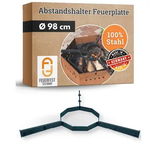 Feuerfest 123 Feuerplatte-Abstandshalter I Ø 98cm I Halterung für runde & 6-eckige Grillplatte I Robustes Grill-Zubehör aus Stahl I Grillaufsatz für Feuerschale, Feuertonne & Kugelgrill