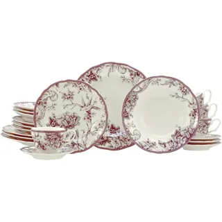 CreaTable Adelaide Kombiservice 20-tlg. rot nostalgischer Vintage Dekor