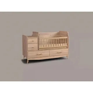 Kinderbett Säugling Baby Betten Kleinkind Bett Holzbett Braun mit Regalen - Braun