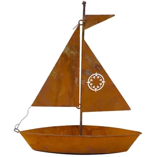 Rustikale Segelboot-Skulptur aus Eisen, mit Pflanzfunktion 24 x 29,5cm | Metallkunst, natürliche Rostoptik, Vintage-Nautik, ideal für Garten, Terrasse und Außendekoration, Geschenk, Thanksgiving