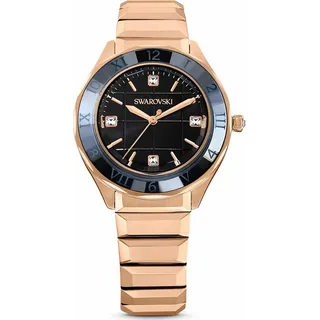 Swarovski Uhr Uni Dextera 3‐Hand 37 mm Metallarmband Schwarz Roségold‐Plattiert 5641294 - Gold