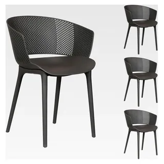Gartenstuhl OLINDO 4er Set grau - In- & Outdoor Stühle aus Kunststoff, UV-beständig und robust, Schalenstühle für Balkon, Terrasse oder Esszimmer - Grau