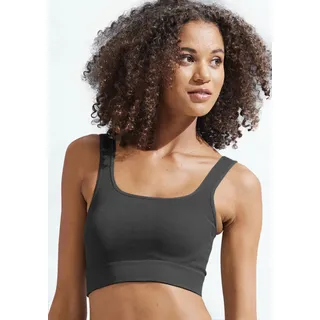 Crop-Top LASCANA, Damen, Gr. M (40/42), schwarz, Rippware, Obermaterial: 93% Polyamid, 7% Elasthan, unifarben, figurbetont kurz, Rundhals, Tops Crop-Top, Seamless Top mit Rippstruktur