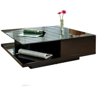 SalesFever Couchtisch mit Glasplatte | hochglanz lackiert - Schwarz