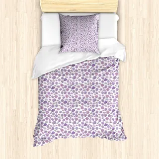 ABAKUHAUS Blumen Bettbezug Set für Einzelbetten, cartoonish Petals, Milbensicher Allergiker geeignet mit Kissenbezug, 135 cm x 200 cm - 80 x 80 cm, Lavendel Lavendel-Blau