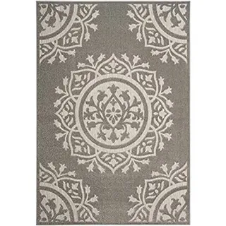 SAFAVIEH Traditionell Teppich für Wohnzimmer, Esszimmer, Schlafzimmer - Cottage Collection, Kurzer Flor, Grau und Hellgrau, 244 X 340 cm