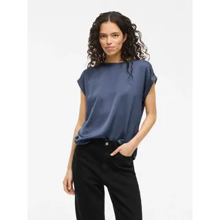 VILA Kurzarmshirt »VIELLETTE S/S SATIN TOP - NOOS« Satin Optik, Gr. 44, Vintage Indigo, , 94390340-44