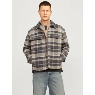 Jack & Jones Wolljacke »JPRBLURUSSEL WOOL BLEND JACKET SN«, ohne Kapuze, grau