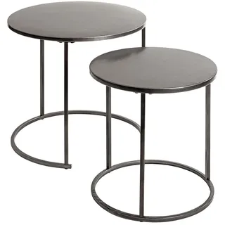 HAKU Möbel Beistelltisch 2er Set, anthrazit, Metall - Maße: H 43/48 x Ø 40/50 cm, Style: Urban Collective