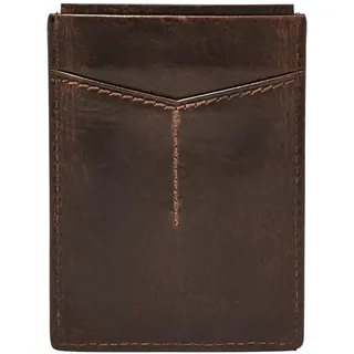 Fossil Herren Leder Minimalistische Magnetische Kartenhülle mit Geldklammer Vordertasche Brieftasche, Derrick Dunkelbraun, Einheitsgröße