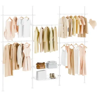 SoBuy Teleskop-Kleiderständer Weiß , Kunststoff , 311x295x37 cm , Schlafzimmer, Kleiderschränke, Schrankzubehör