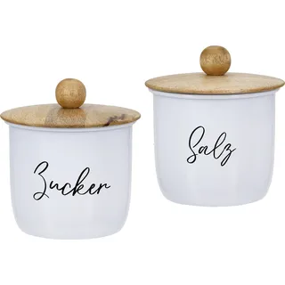 Gilde Vorratsdose, "Vita", Schriftzug, Eisen, weiß, VE 4, 2fach sortiert, H. 15 cm, D. 12,5 cm - Weiß