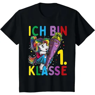 Einschulung "Ich bin 1. Klasse" Einhorn mit Schultüte T-Shirt