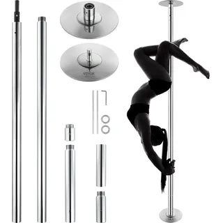 Vevor Professionelle Tanzstange, Pole Dance Tragbare Tanzstange Profi ca. 210,5–278,4 cm Höhenverstellbare Abnehmbare Fitnessstange Spinning Fitness Silber, Tanzstange Fitnessstudios, Club, Party