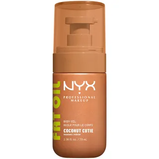 NYX PROFESSIONAL MAKEUP Körperöl "FAT OIL BODY OIL COCONUT CUTIE" für strahlenden Glow am Körper, duftet nach Kokosnuss, transparent