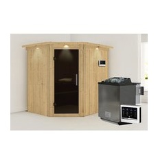 KARIBU Sauna »Maardu«, inkl. 9 kW Bio-Kombi-Saunaofen mit externer Steuerung, für 3 Personen - beige