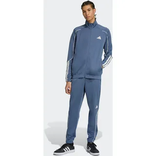 Trainingsanzug ADIDAS SPORTSWEAR "STADIUM 3-STREIFEN", Herren, Gr. M, preloved ink, sanftes weiß, Obermaterial: 100% Polyester, Sportanzüge Trainingsanzug, zweiteiliges Set aus Jacke und Hose, aus leichtem Polyester