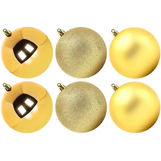 Benjia Weihnachtskugeln Groß Aussen, Dekokugel Wetterfeste Riesen Große Gross XXL Outdoor Draußen Draussen Kunststoff Weihnachtskugel Christbaumkugeln Kugeln Weihnachten (10cm/6STK, Gold)