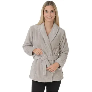 Damenbademantel WEWO FASHION "6604" Gr. 42, grau (stone), L:70cm, Wellsoft-Microfaser, Hausmäntel, Damenbademantel, unübertroffen kuschelig