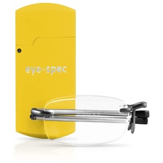 eye-spec | Smarte, rahmenlose, faltbare Lesebrille mit gelbem Etui im Reiseformat - Ultraflaches, faltbares Design