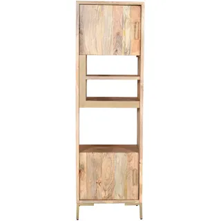 Mid.you Regal , Metall , Mangoholz , massiv , 3 Fächer , 58x192x40 cm , Handmade in India , stehend , Holzmöbel, Holzregale, Bücherregale Holz