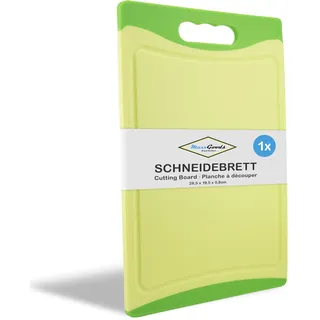 MaxxGoods Schneidebrett Kunststoff mit Saftrille & Griff - Antibakteriell - Hackbrett, Kunststoffbrett beidseitig verwendbar, Spülmaschinenfest - Grün, 28x19,5x0,8cm