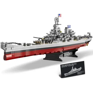 DUANT USS Missouri Schlachtschiff (BB-63) Marine Klemmbausteine Technik, das dritte Schiff der Schlachtschiffe der Iowa-Klasse, ein MOC-Militärmodell eines Kriegsschiff aus dem Zweiten Weltkrieg