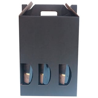 Packung 10 Boxen aus Karton für 3 Flaschen Wein, Sekt, Champagner oder Schnaps, Selbstmontage-Modell mit Fenster für sehr originelle Flaschenverpackung.