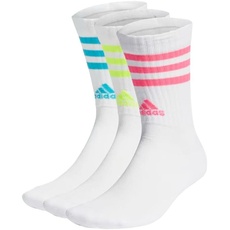 Bild Adidas, 3-Stripes Cushioned Sportswear, Socken (3 Paare), Weiß/Lucid Cyan/Lucid Lemon/Lucid Pink, Xxl, Unisex-Adult