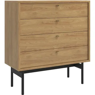 Selsey Kommode Aufbewahrungsschrank 4 Schubladen, Schrank Schubladenschrank 85,5 cm Olar Hickoryholz Natur,