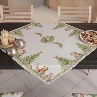PETTI Artigiani Italiani – Weihnachts-Tafelaufsatz für den Küchentisch, Tischläufer 90 x 90 cm, Weihnachtsbären-Tafelaufsatz, 100 % Made in Italy