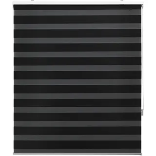 Blindecor Fensterschürze, Rollo, Tag und Nacht, doppelte Schürze, Schwarz, 135 x 180 cm, Stoffmaße 132 x 175 cm