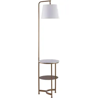 Versanora Stehleuchte Stativ Leselampe Modern Standlampe Weiß Gold Schwarz mit Tablet Faux Marmor USB-Anschluss Lilah VN-L00069-EU