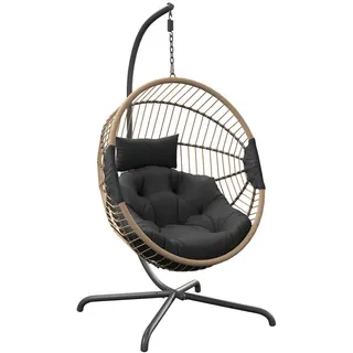 Ambia Garden Hängesessel , Anthrazit, Naturfarben , Metall, Kunststoff, Textil , Füllung: Polyester,Polyester , 99x200x106 cm , Gartenmöbel, Gartenschaukeln, Hängesessel