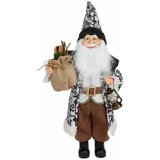 Deko-Weihnachtsmann 60cm mit gemustertem Mantel Weihnachten Figur Puppe drinnen
