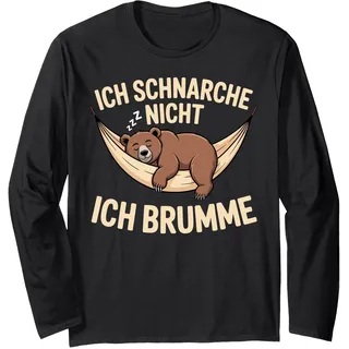 Ich schnarche Nicht ich brumme Bär Schlafshirt Pyjama Schlaf Langarmshirt, Unisex für Erwachsene, Schwarz, XXL